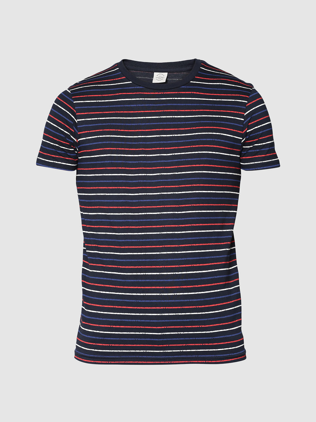 Blue Striped Crew Neck T-Shirt