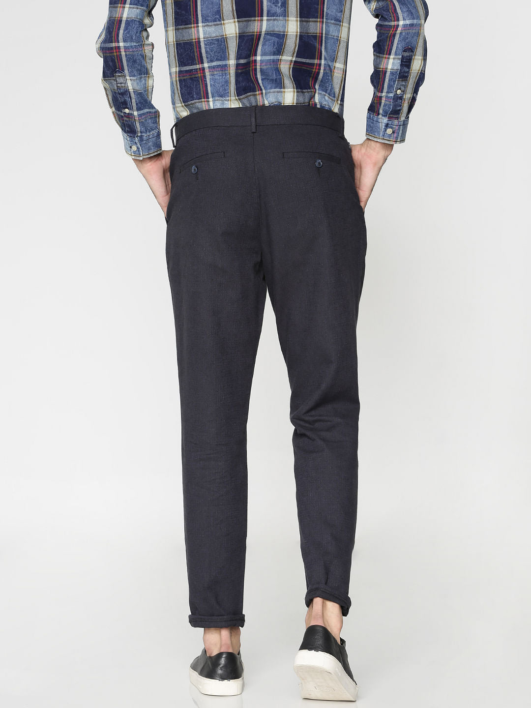 Navy Blue Slim Fit Trousers