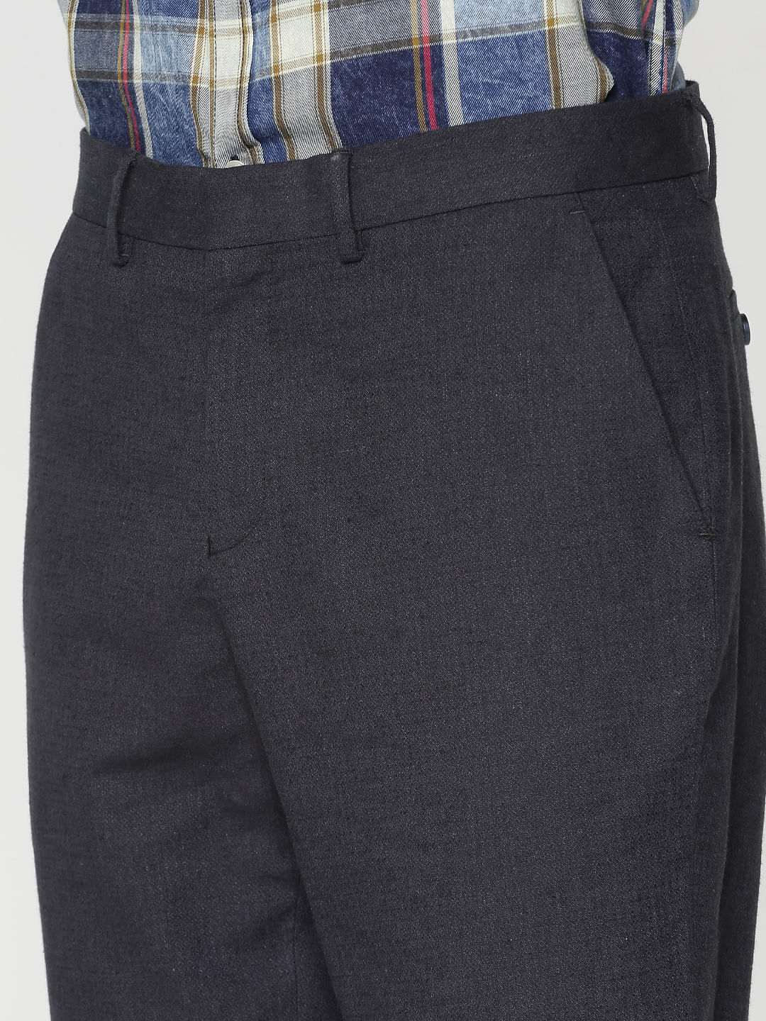 Navy Blue Slim Fit Trousers