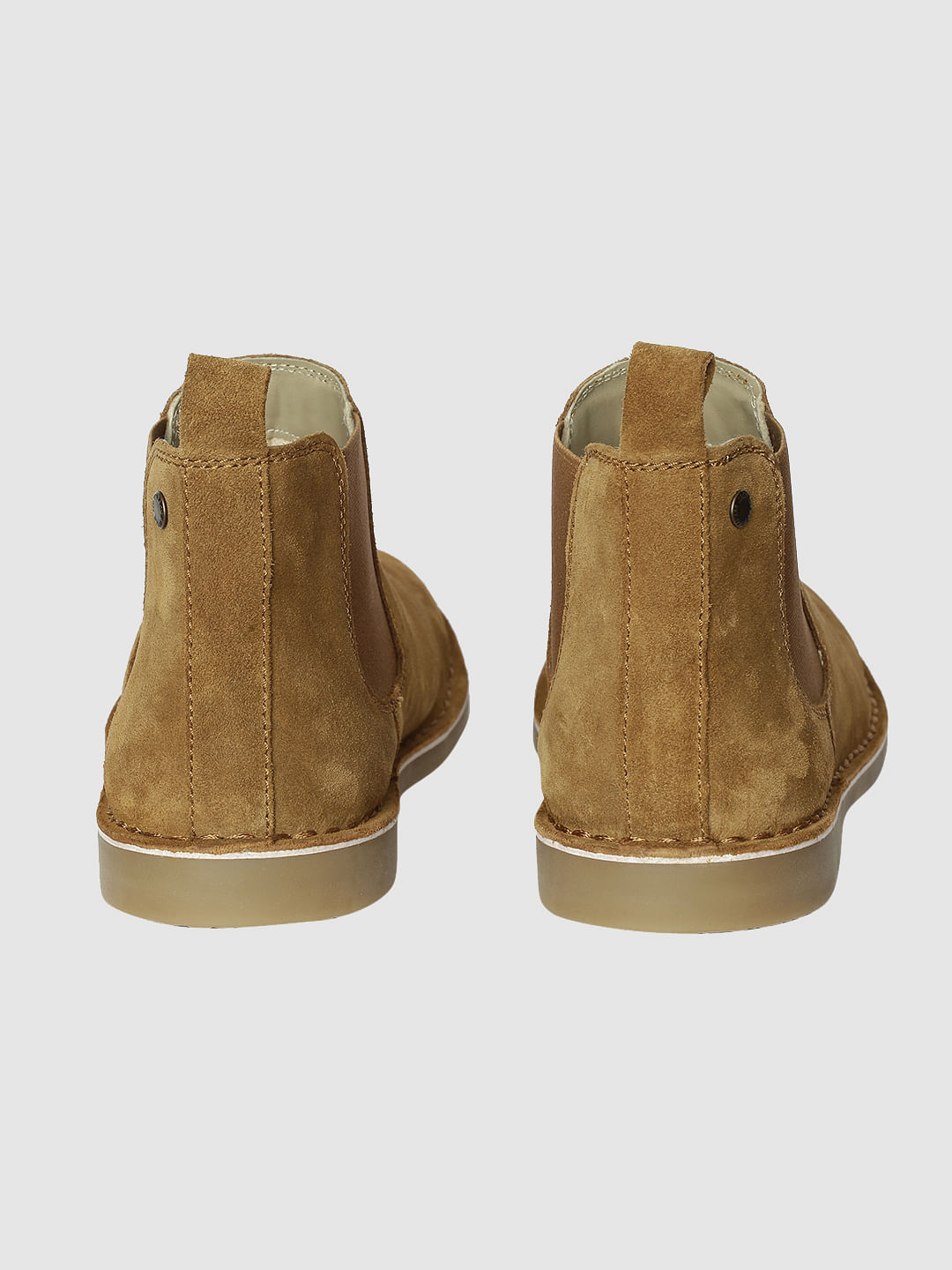 Brown Suede Finish Leather Chelsea Boots