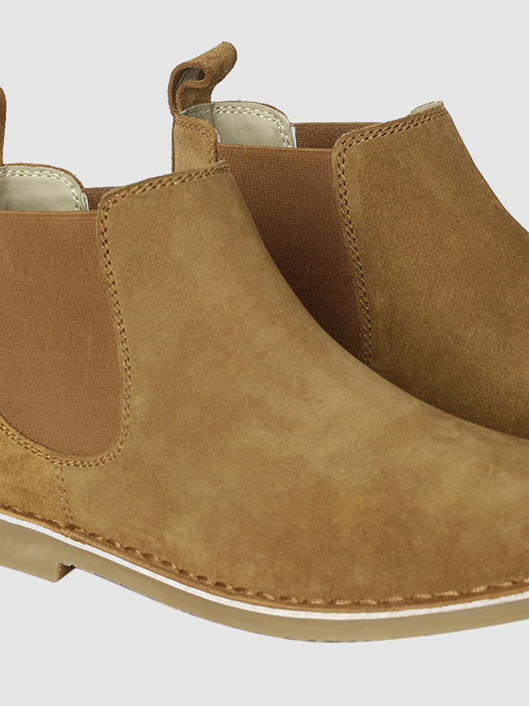 Brown Suede Finish Leather Chelsea Boots