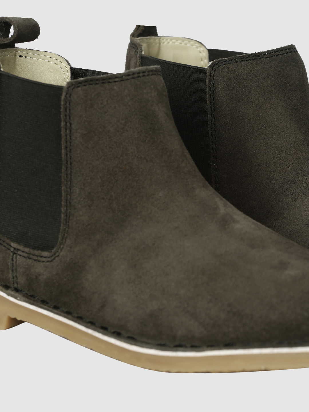 Black Suede Finish Leather Chelsea Boots