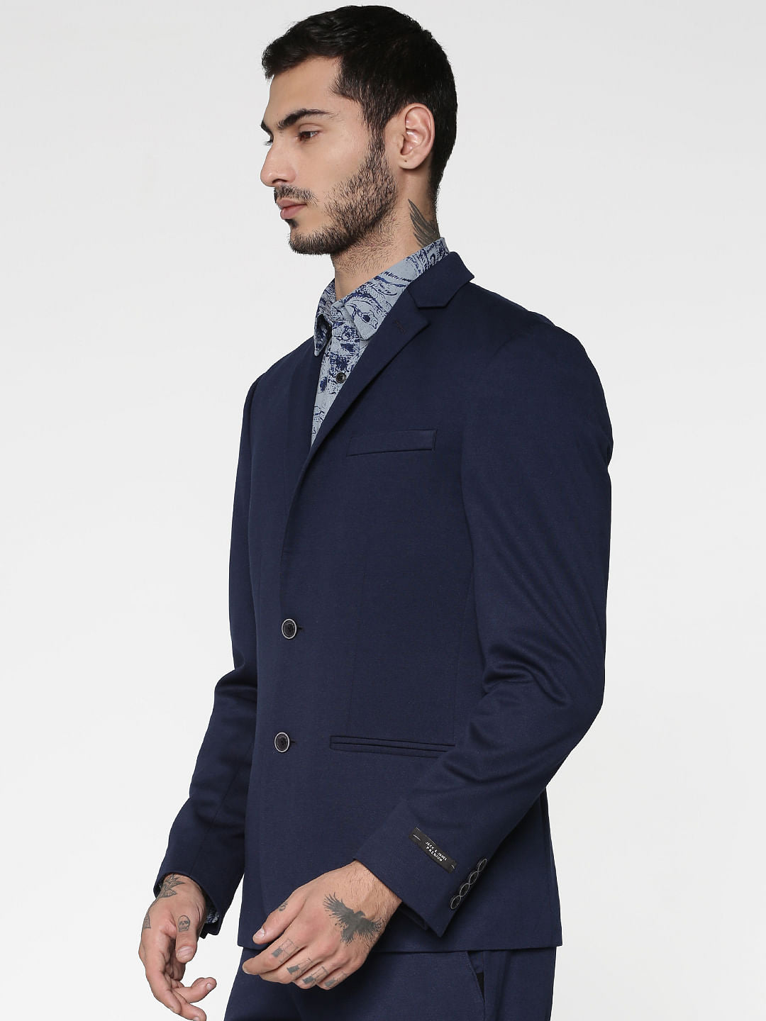 Navy Blue Double Button Slim Fit Blazer