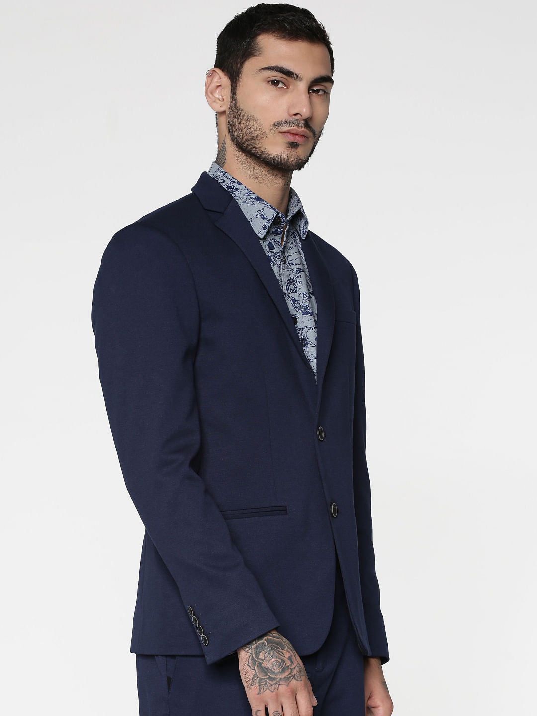 Navy Blue Double Button Slim Fit Blazer