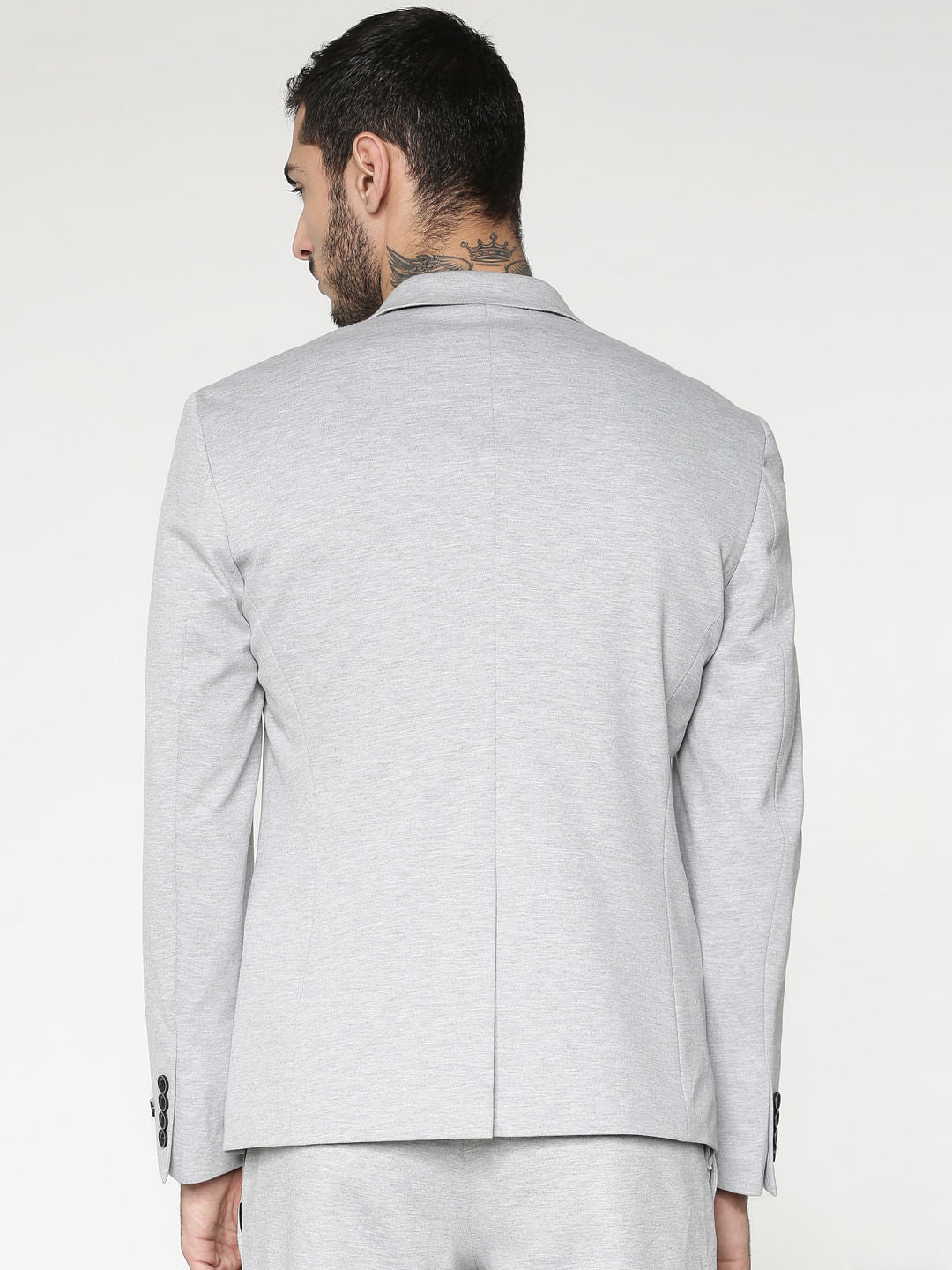 Light Grey Double Button Slim Fit Blazer