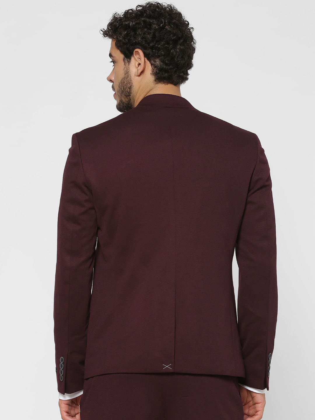 Burgundy Double Button Slim Fit Blazer