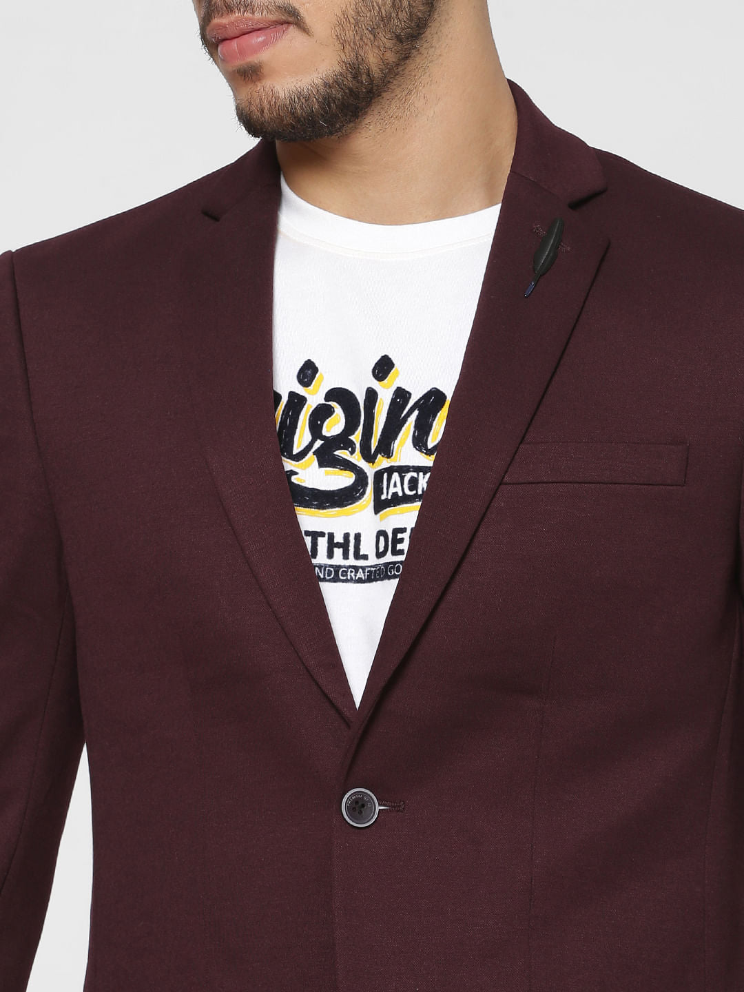 Burgundy Double Button Slim Fit Blazer