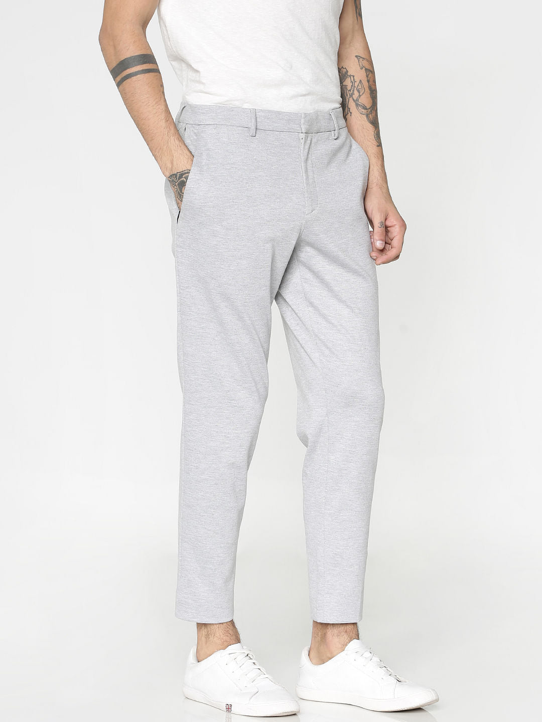 Light Grey Slim Fit Trousers