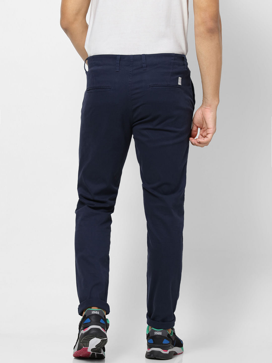 Blue Mid Rise Slim Fit Pants