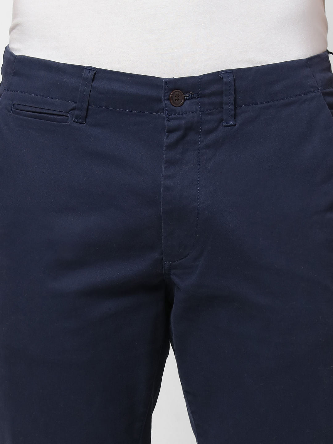 Blue Mid Rise Slim Fit Pants