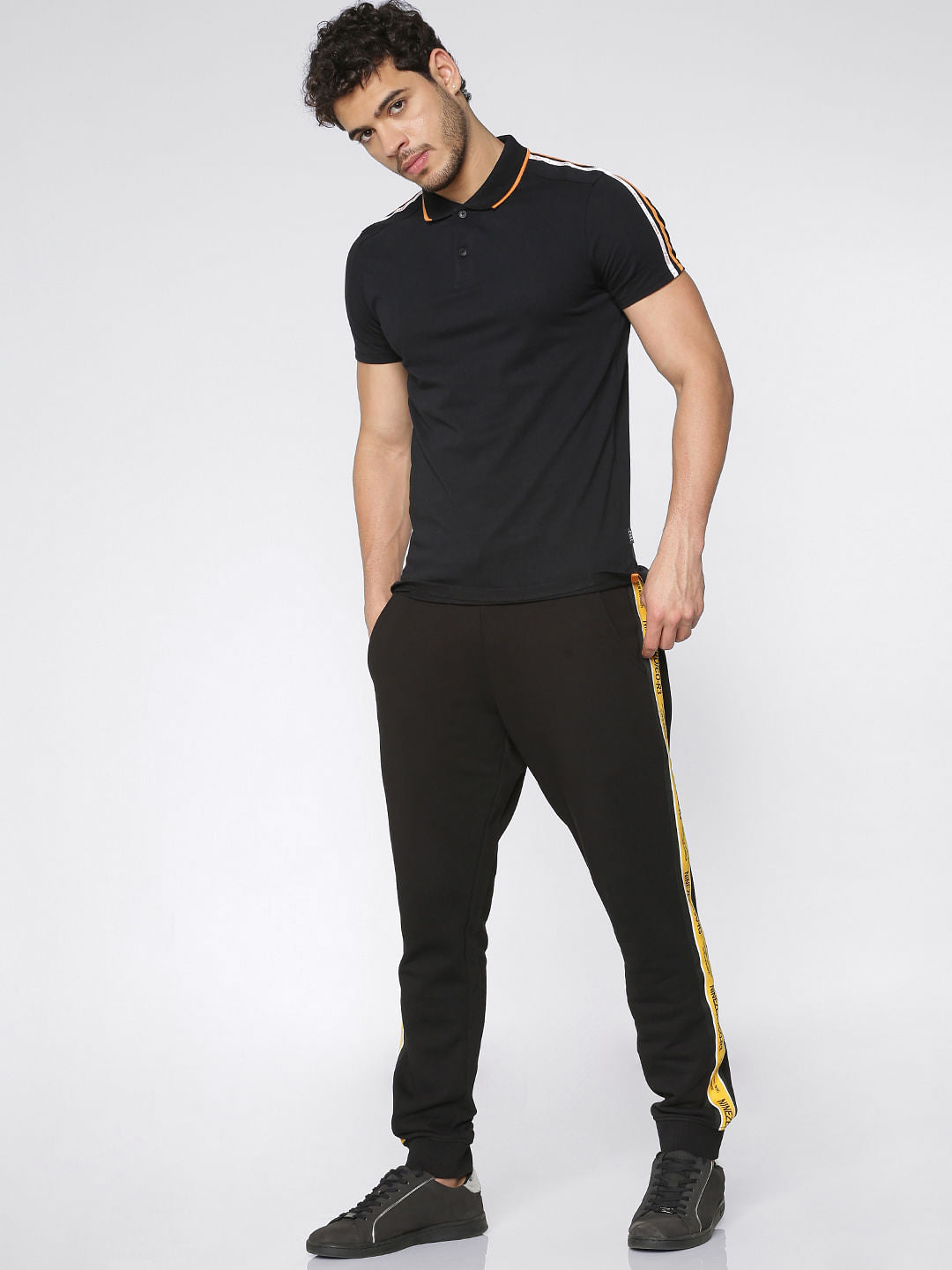 Black Side Tape Detail Sweatpants