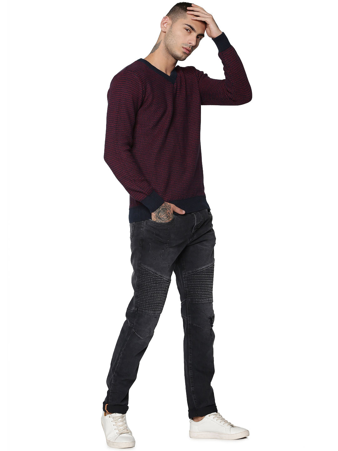 Blue Textured Pullover