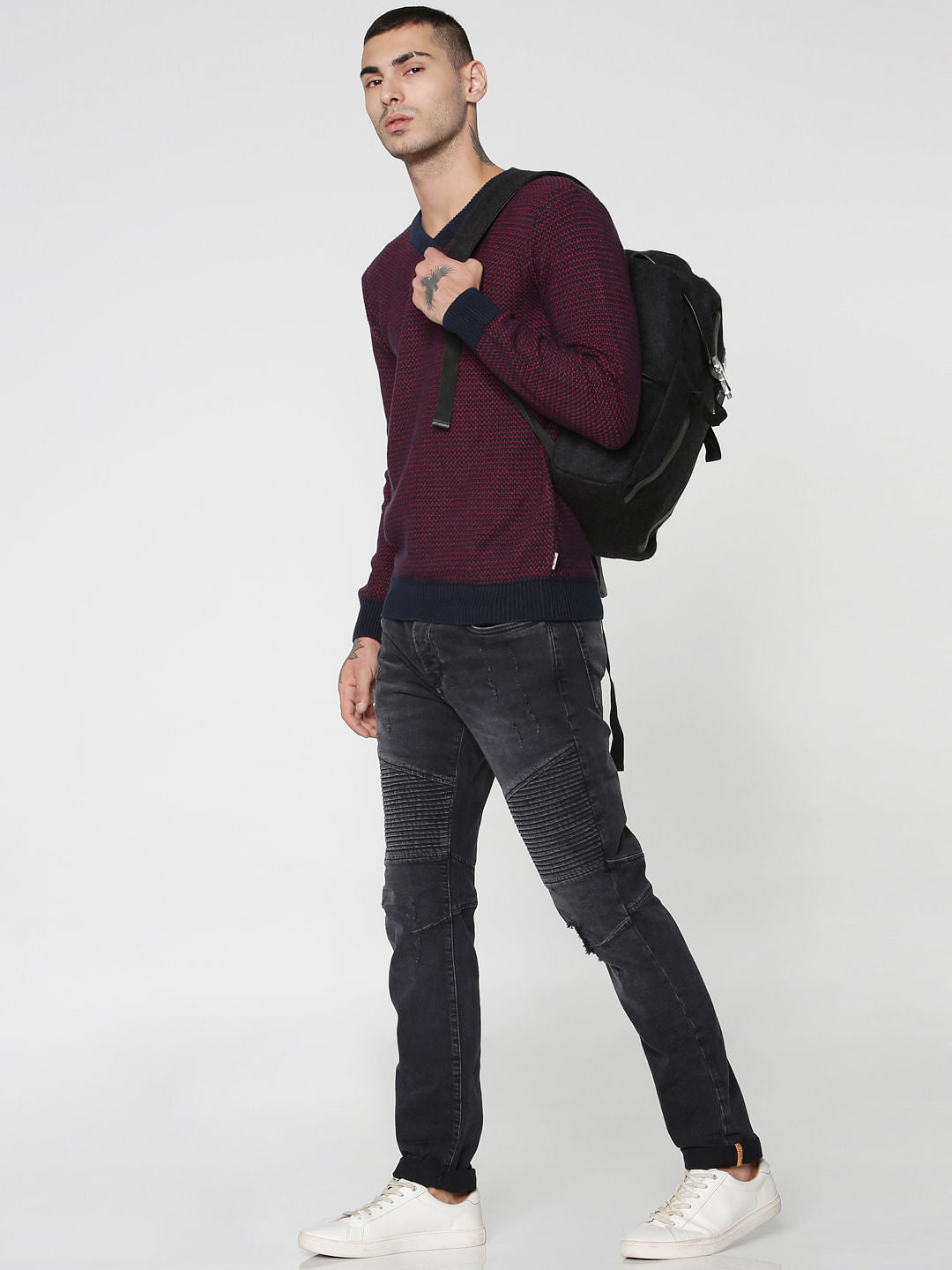 Blue Textured Pullover