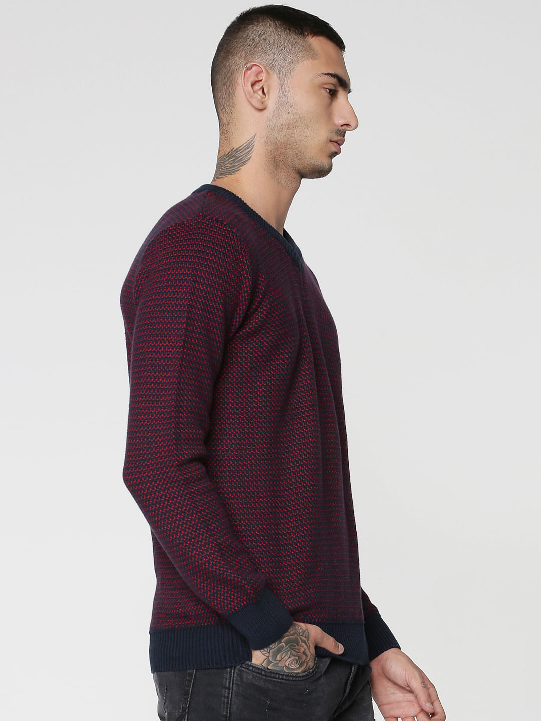 Blue Textured Pullover
