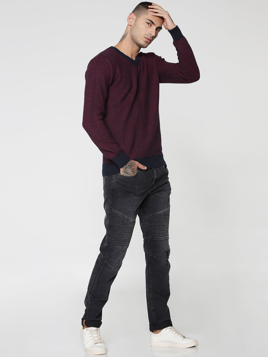 Blue Textured Pullover