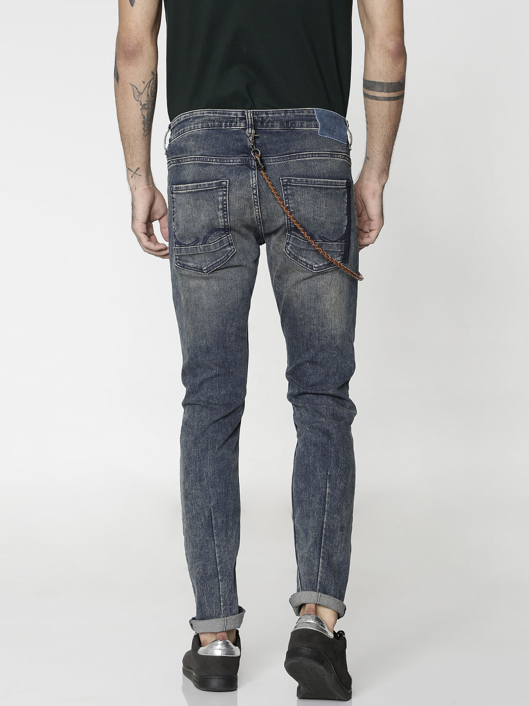 Blue Heavy Washed Glenn Slim Fit Jeans