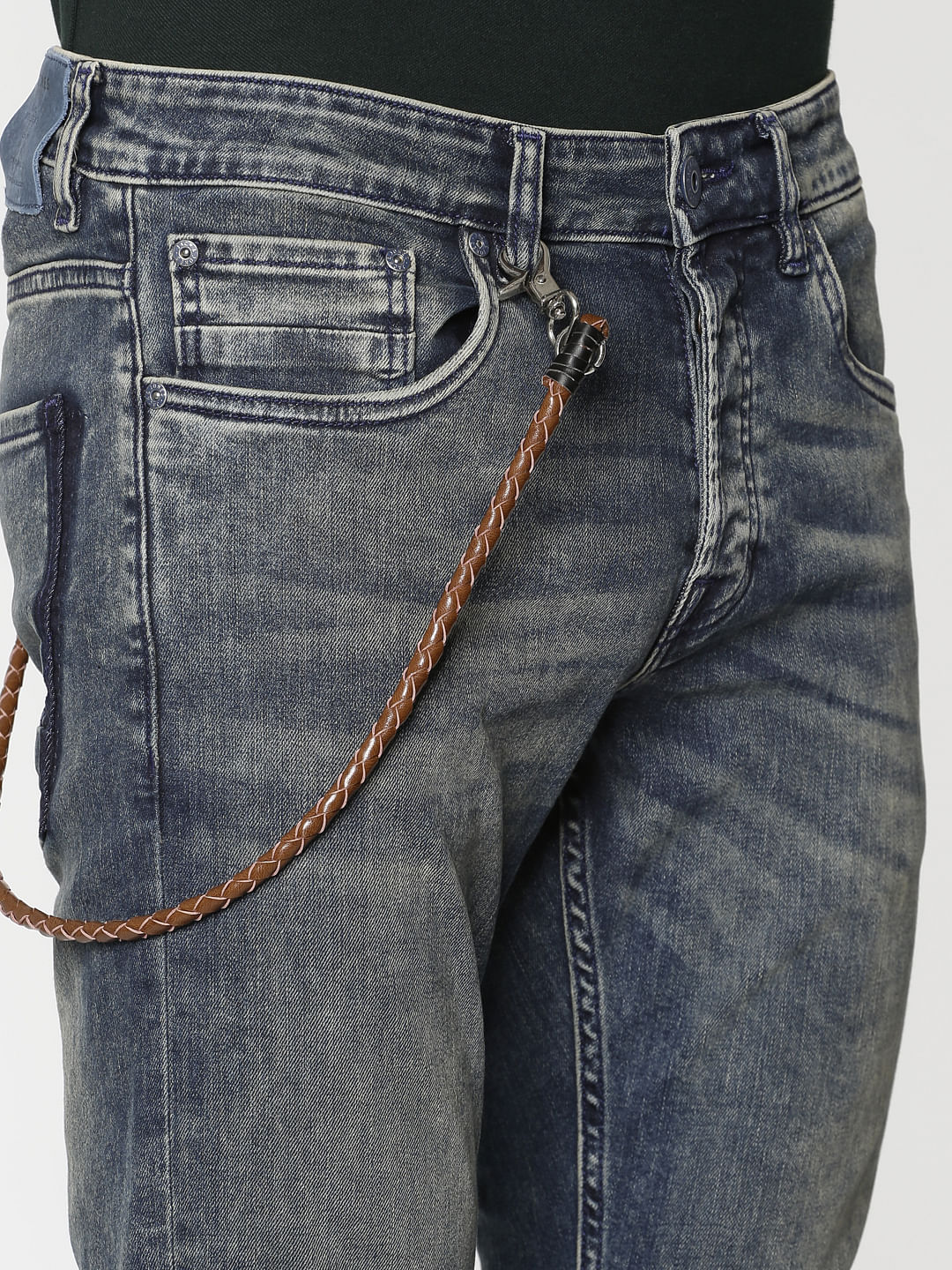 Blue Heavy Washed Glenn Slim Fit Jeans