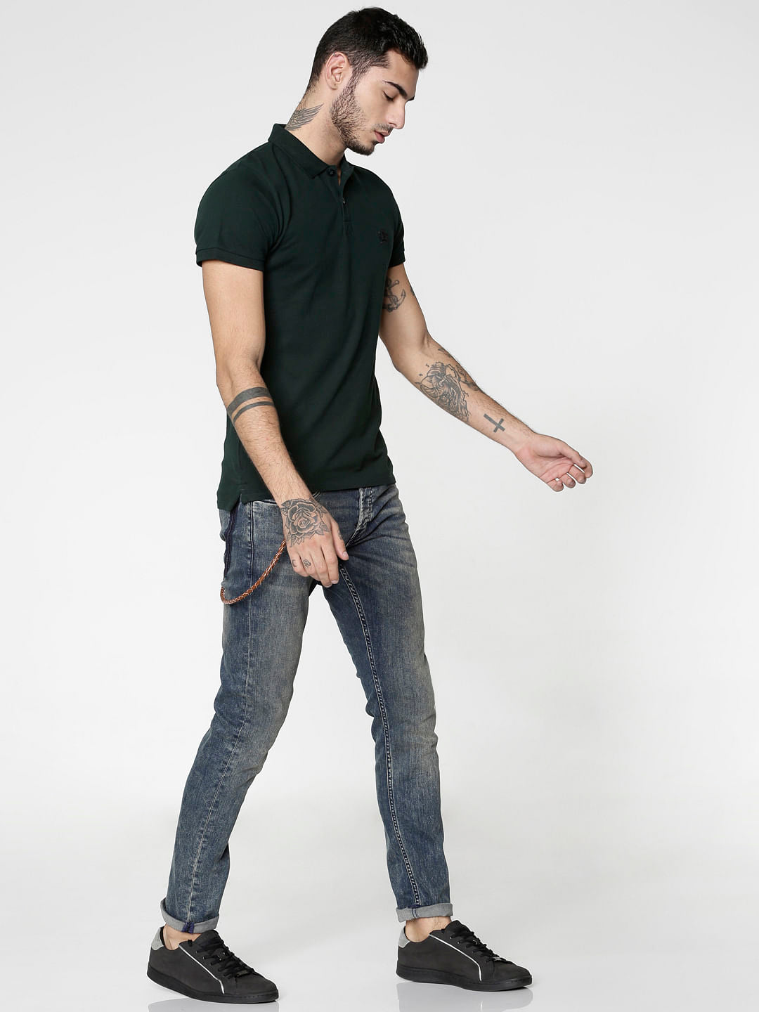 Blue Heavy Washed Glenn Slim Fit Jeans