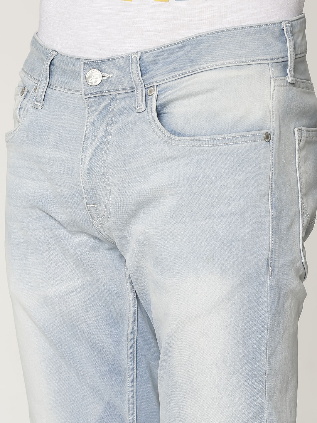Light Blue Dobby Liam Skinny Fit Jeans