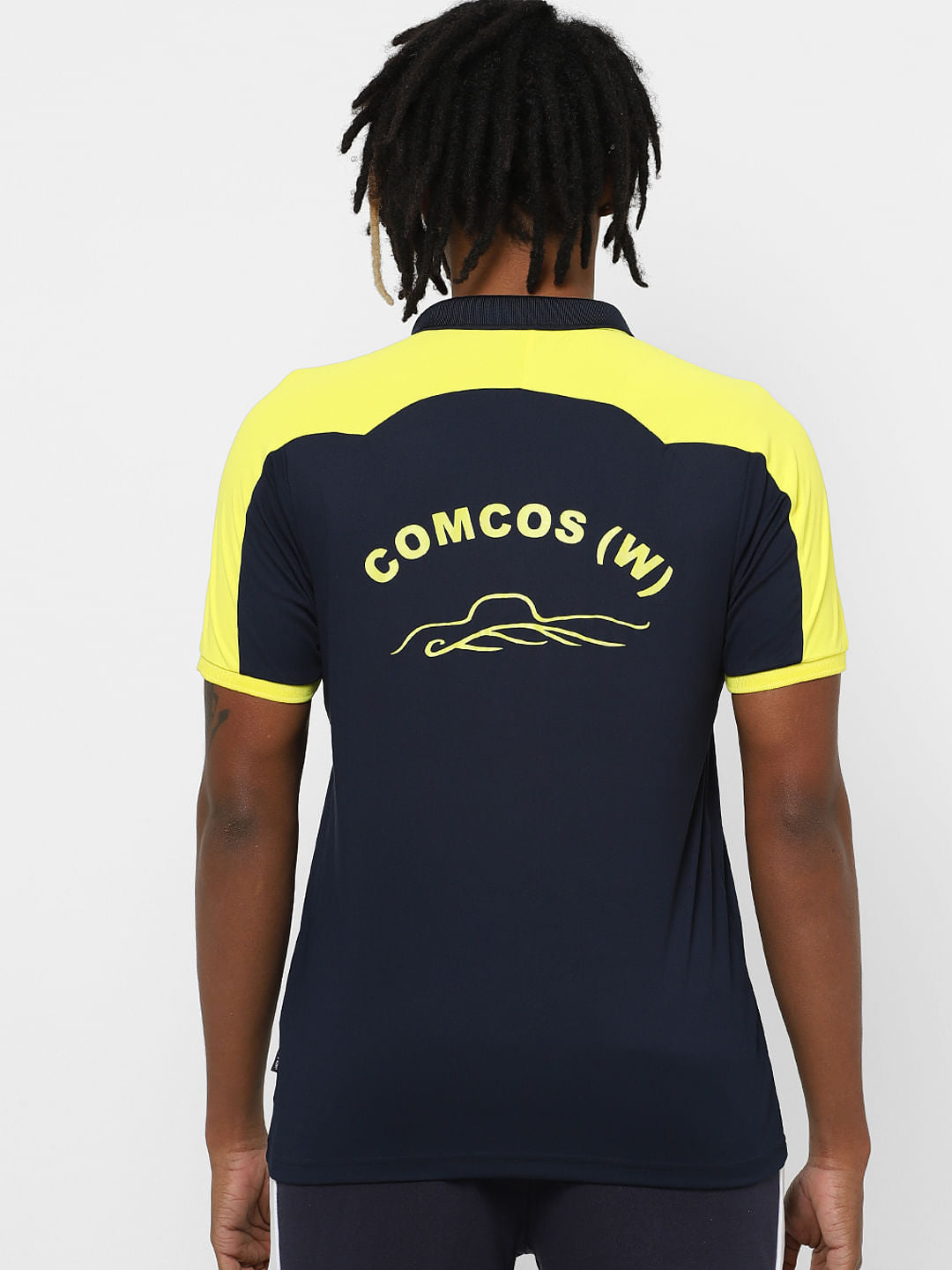 Blue Colourblocked Polo Neck T-shirt