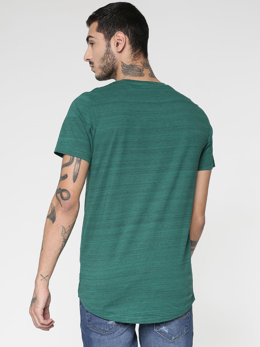Green Text Print Crew Neck T-Shirt