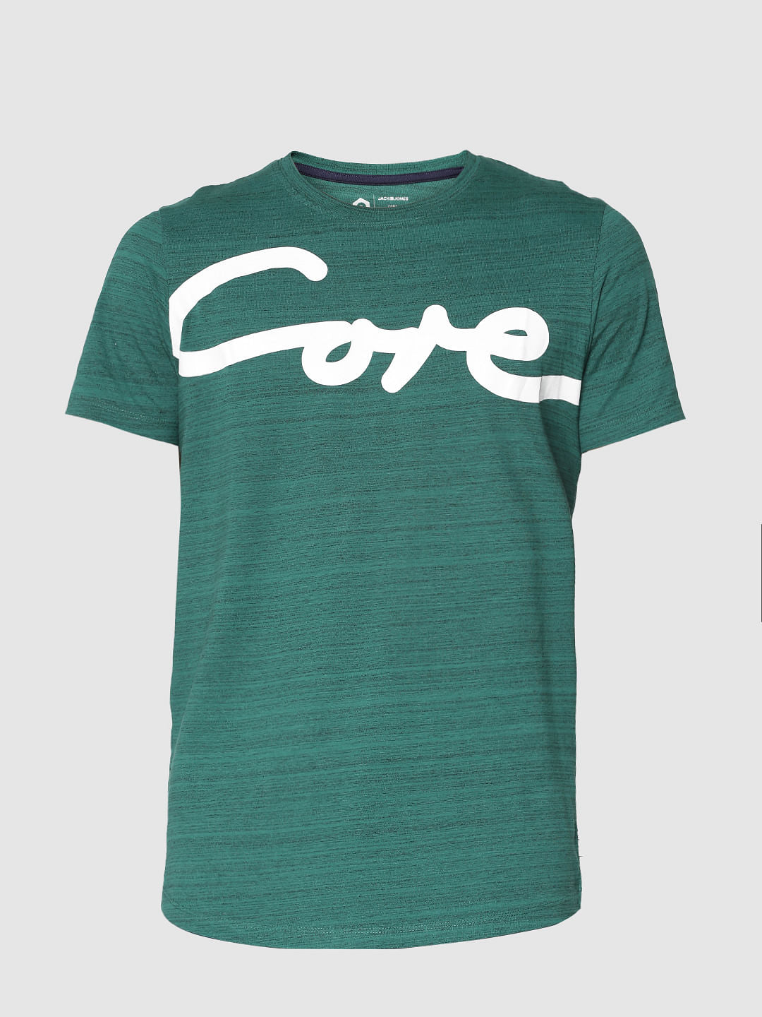 Green Text Print Crew Neck T-Shirt