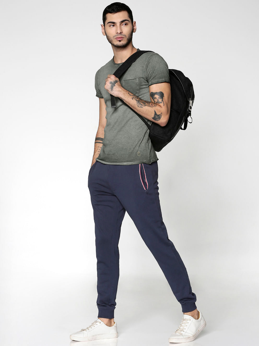 Blue Drawstring Regular Fit Sweatpants