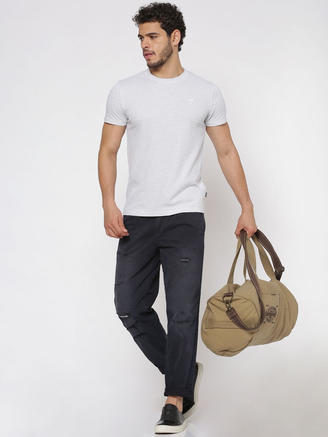 Navy Blue Ripped Anti Fit Pants
