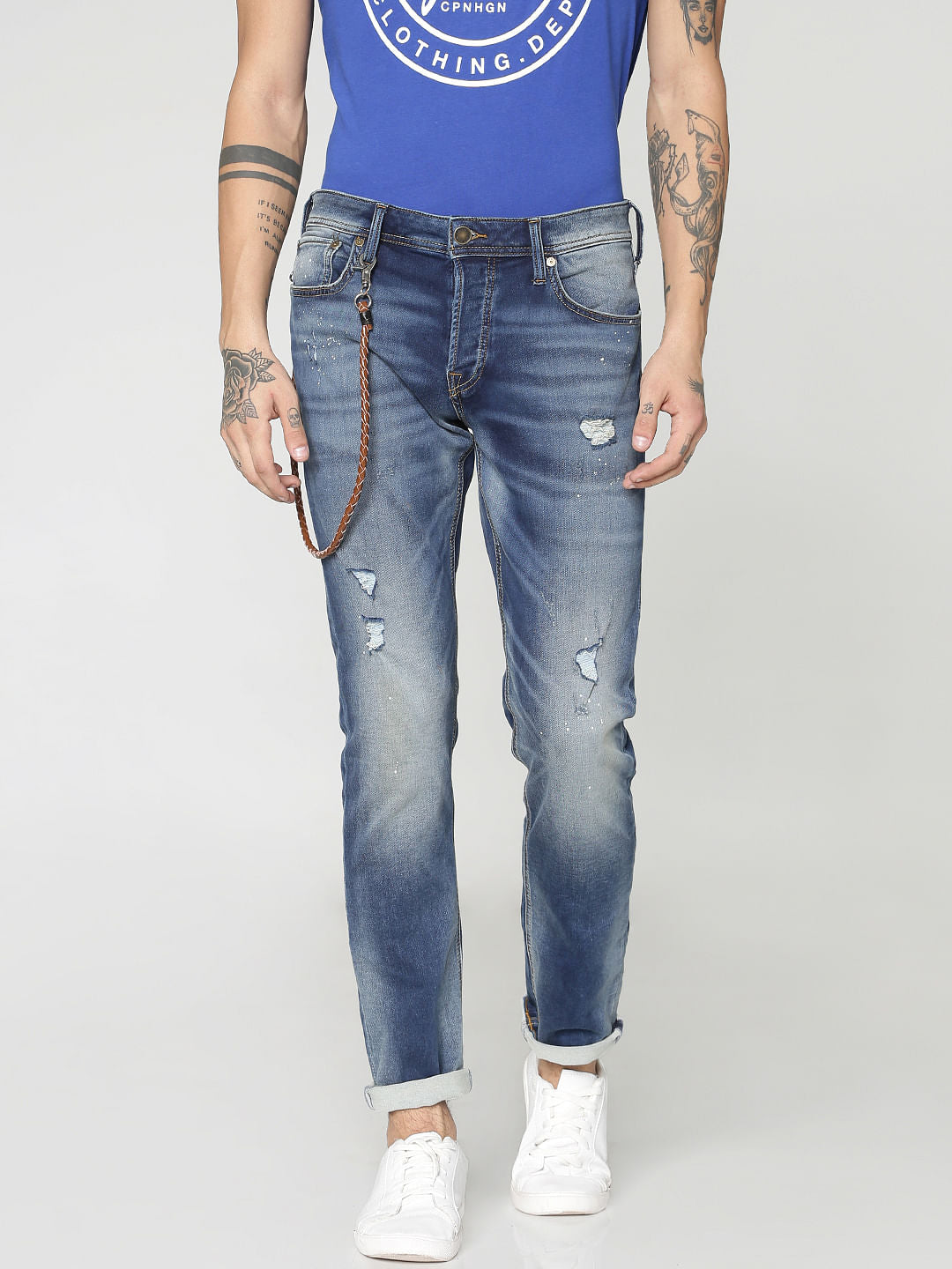 Dark Blue Ripped Tim Anti Fit Jeans
