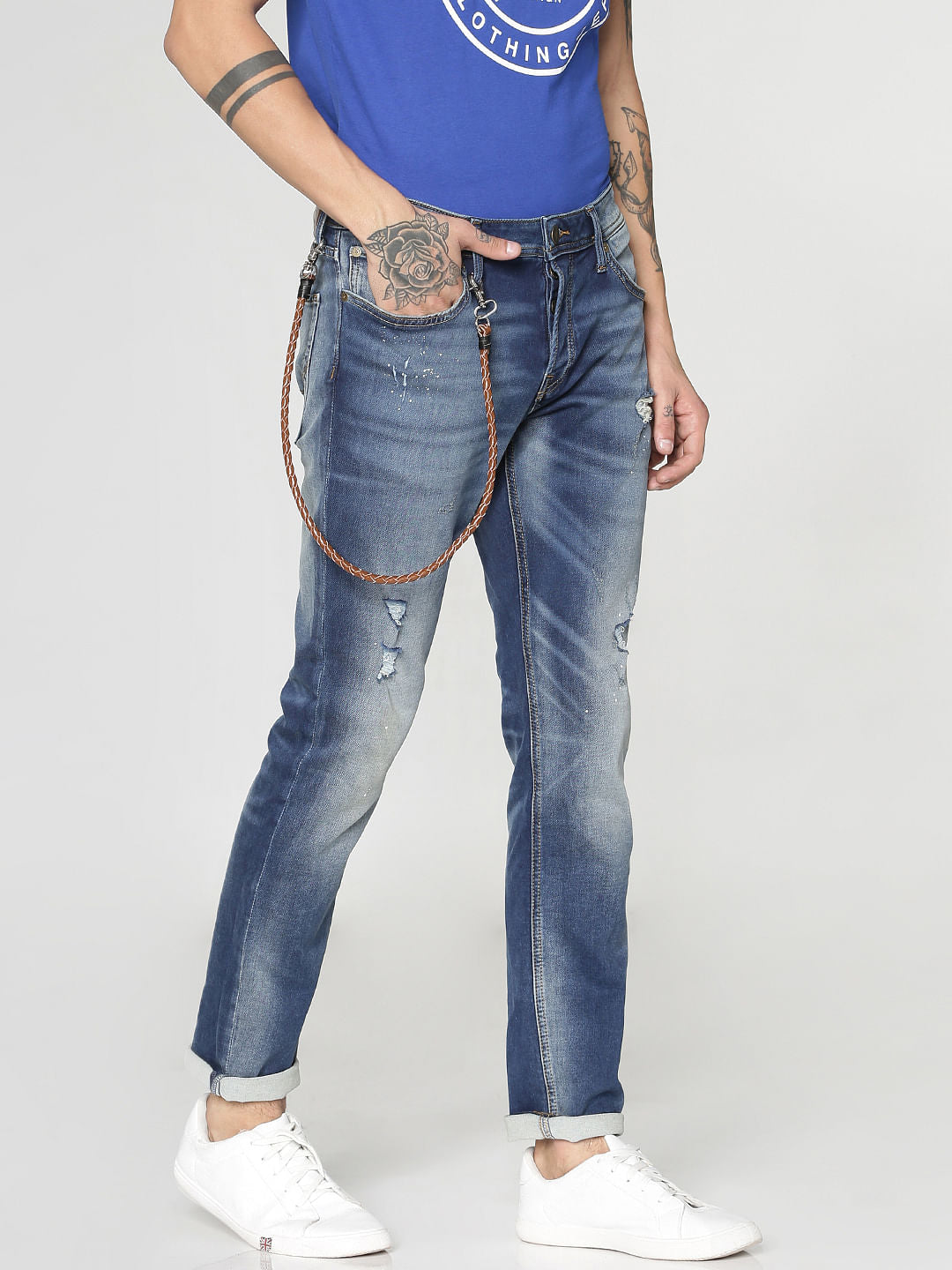 Dark Blue Ripped Tim Anti Fit Jeans