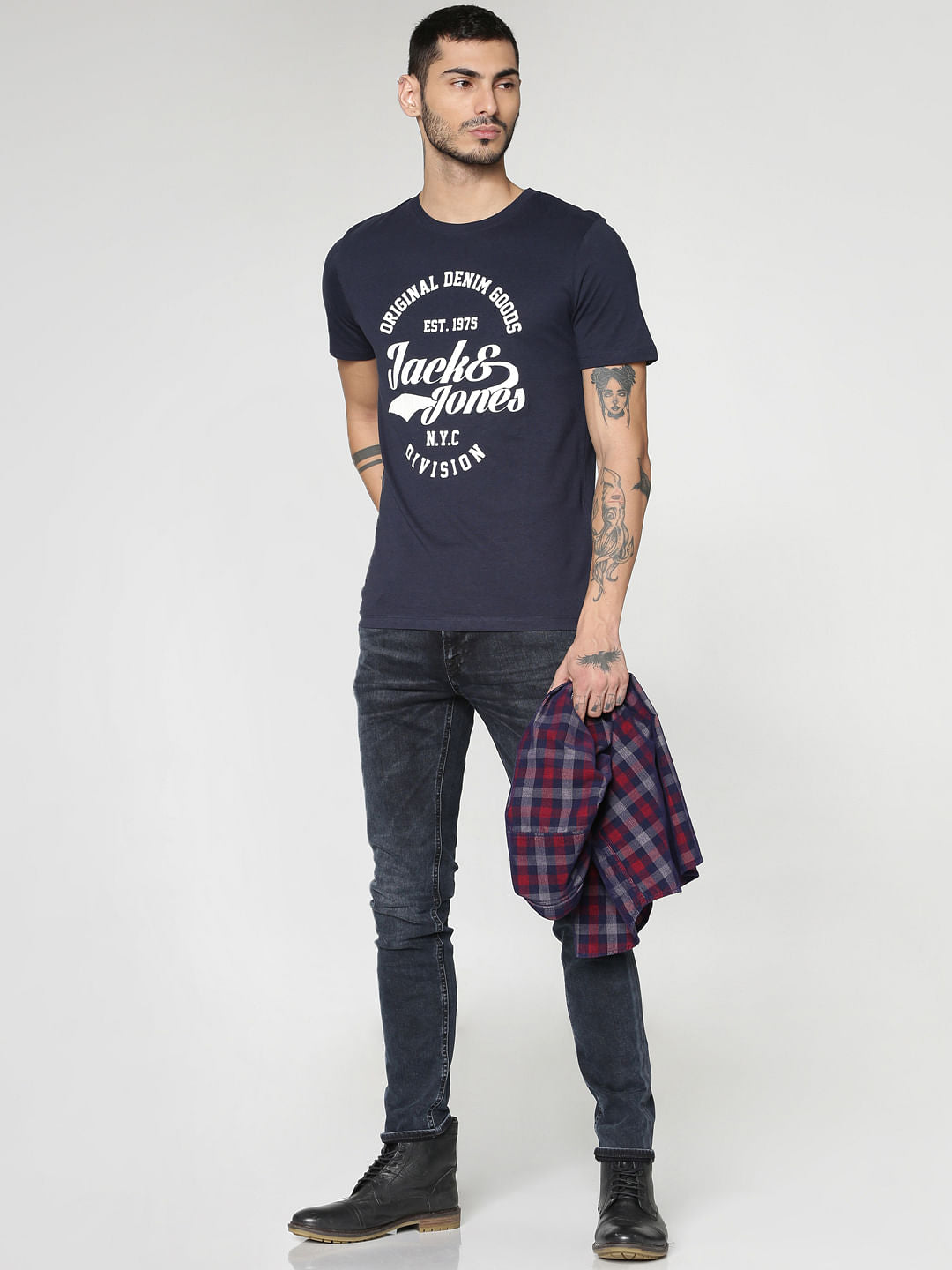 Dark Blue Washed Liam Skinny Fit Jeans