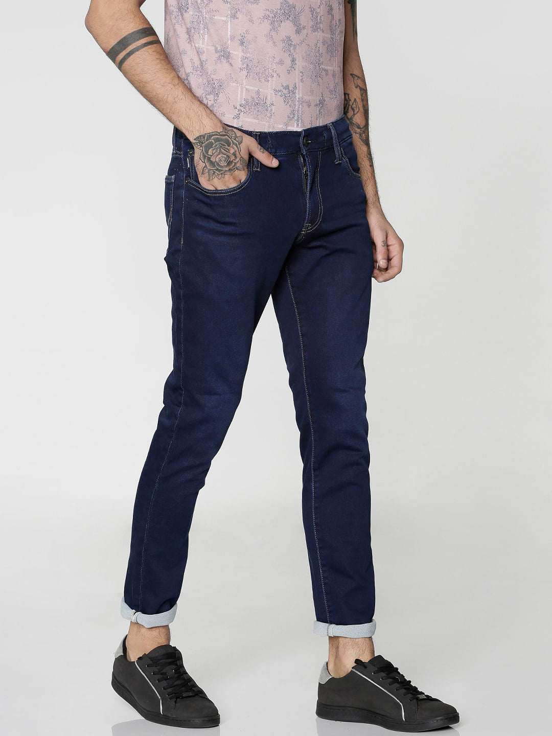 Blue Dobby Glenn Slim Fit Jeans