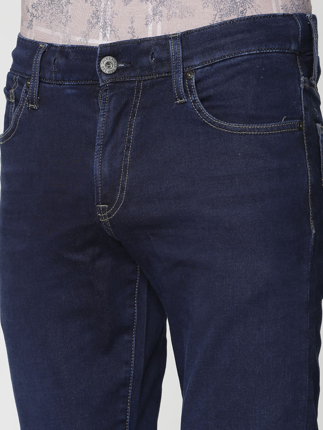 Blue Dobby Glenn Slim Fit Jeans