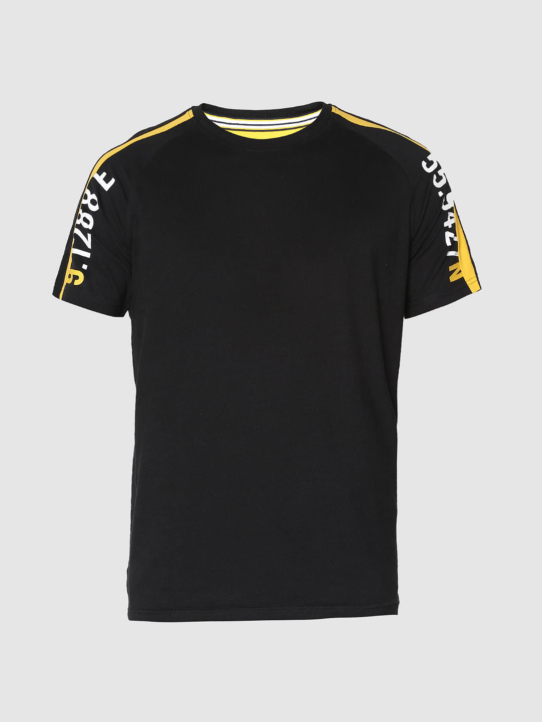 Black Colour Blocked Sleeve Crew Neck T-Shirt