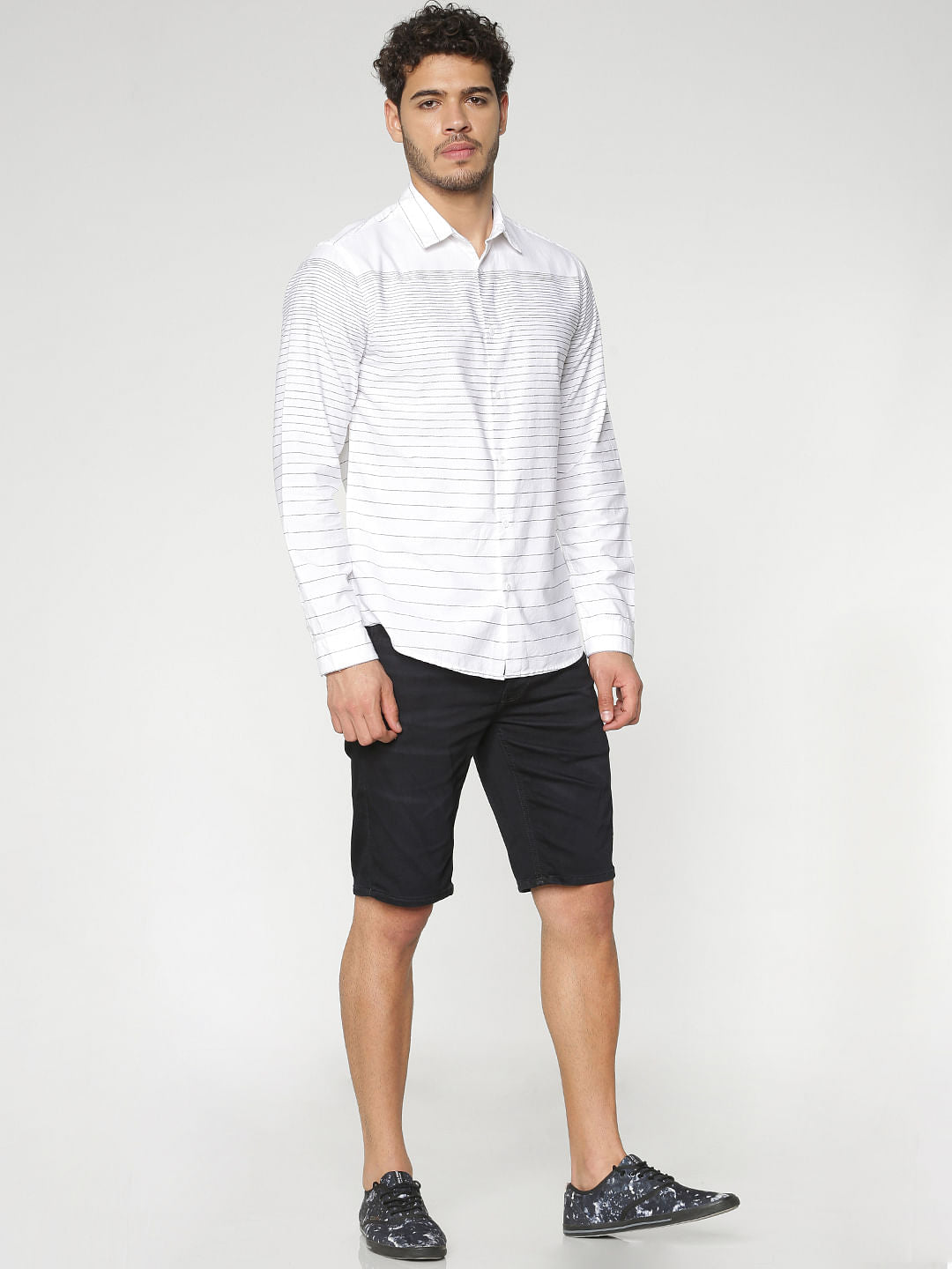 White Striped Full Sleeves Shirt