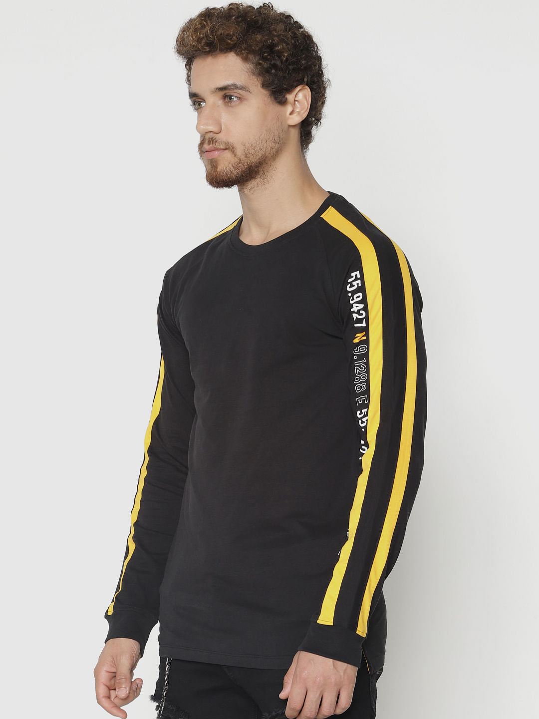 Black Tape Detail Crew Neck T-Shirt