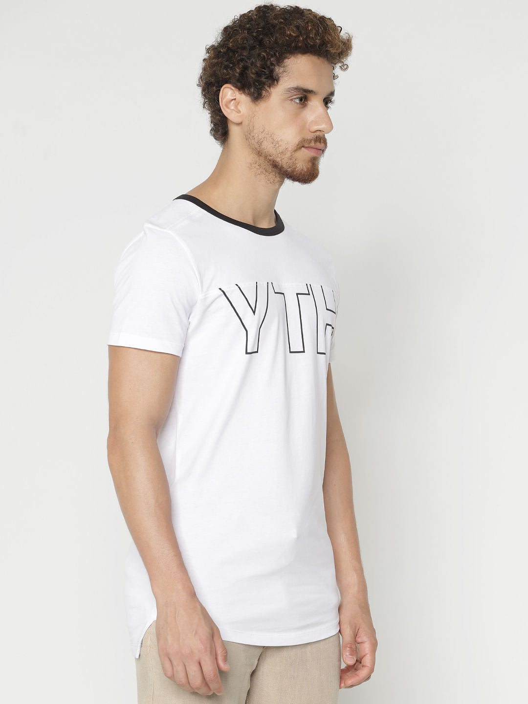White Printed Crew Neck T-Shirt