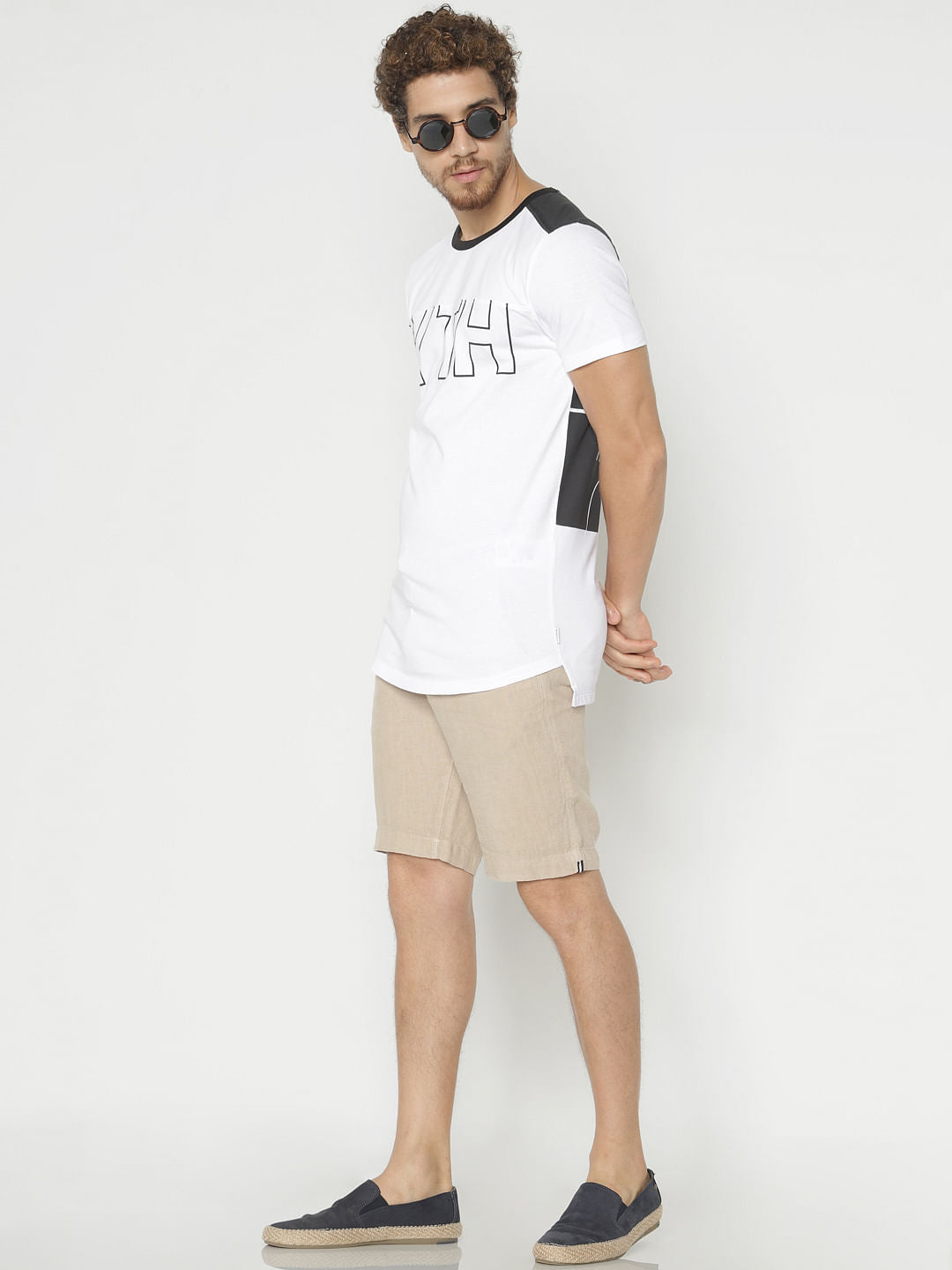 White Printed Crew Neck T-Shirt