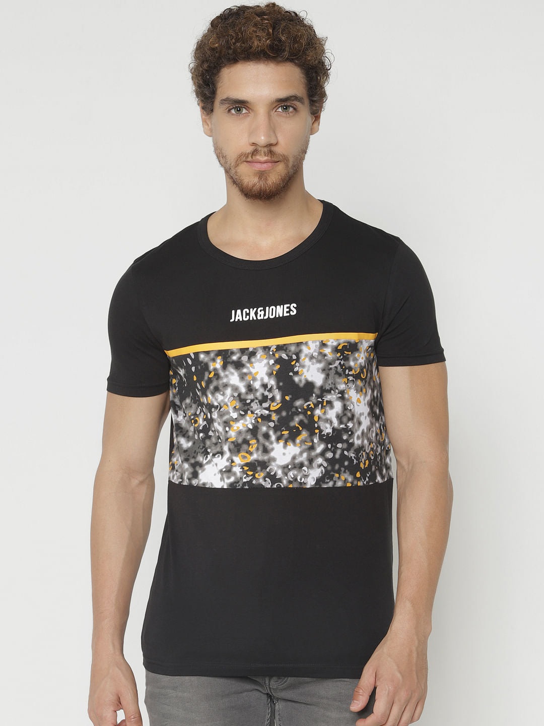 Black Graphic Print Crew Neck T-Shirt