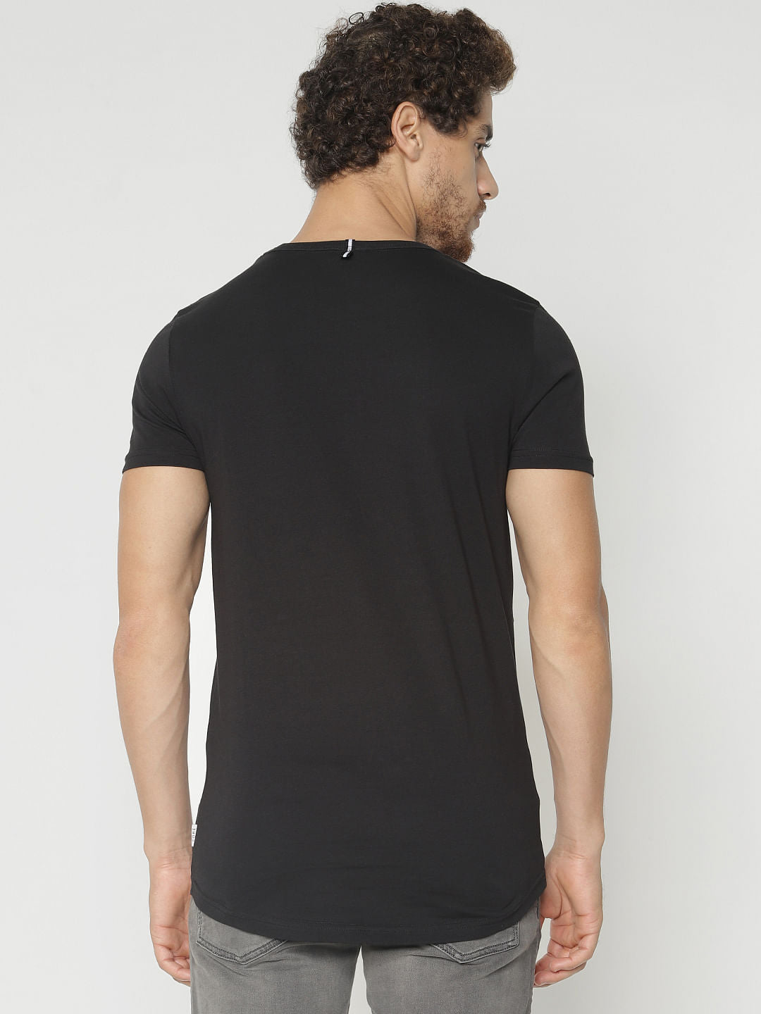 Black Graphic Print Crew Neck T-Shirt