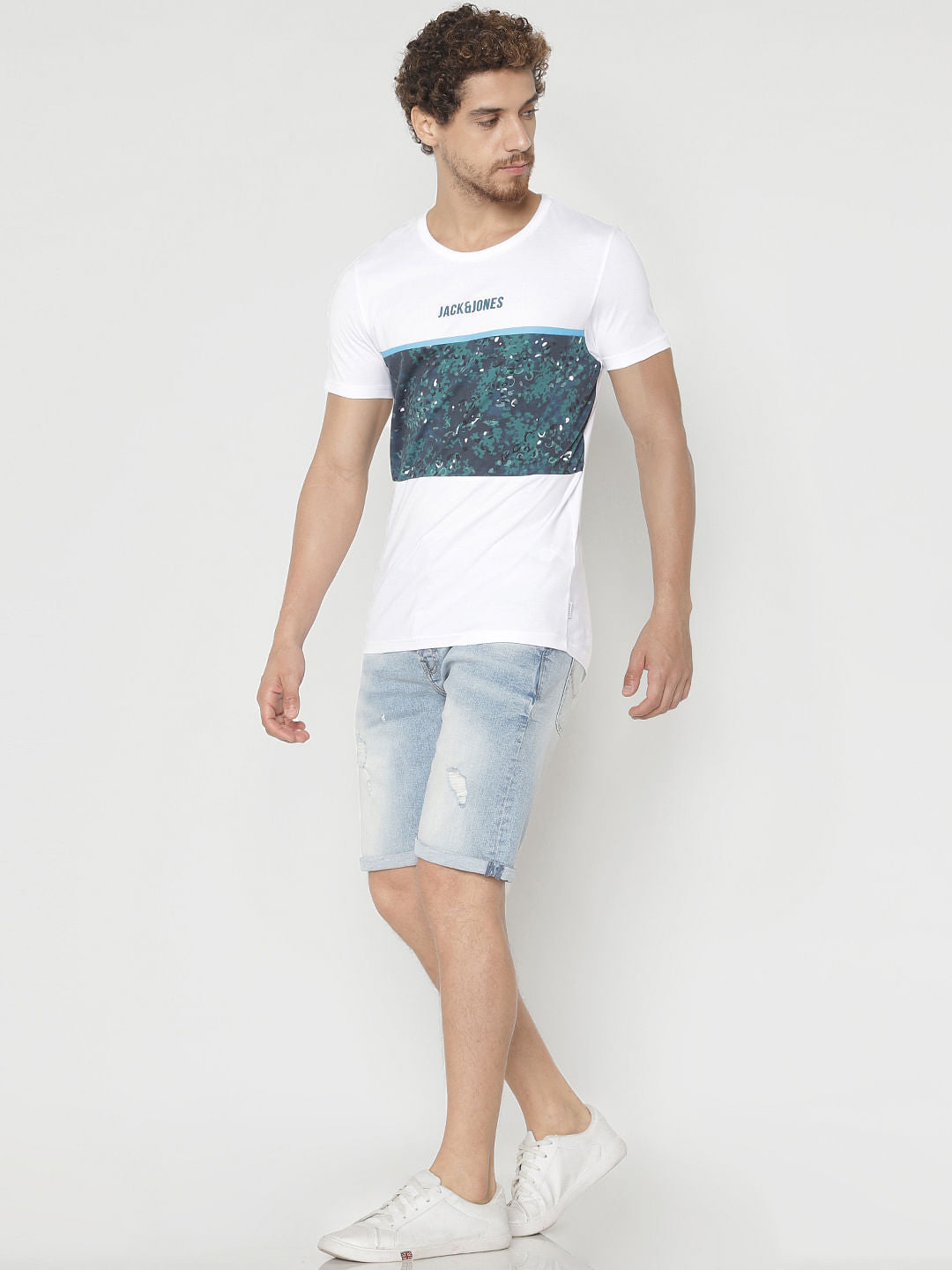 White Graphic Print Crew Neck T-Shirt
