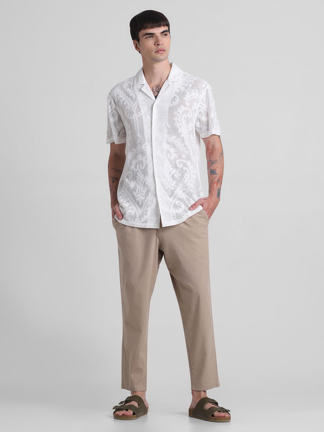 White Embroidered Sheer Shirt