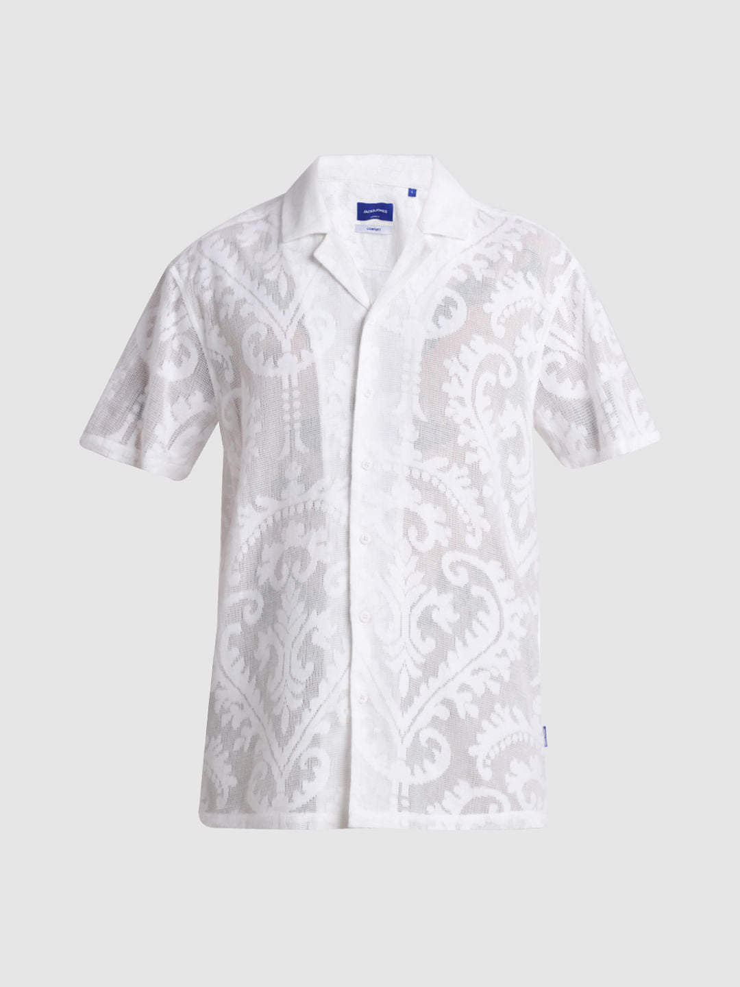 White Embroidered Sheer Shirt