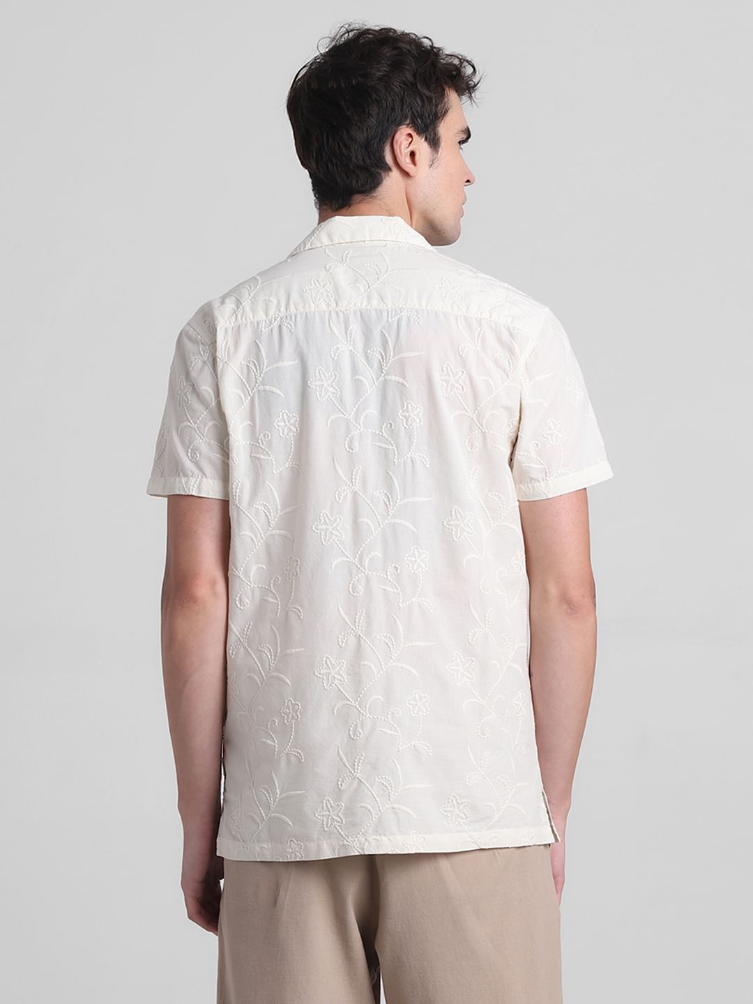 Off-White Embroidered Short Sleeves Shirt
