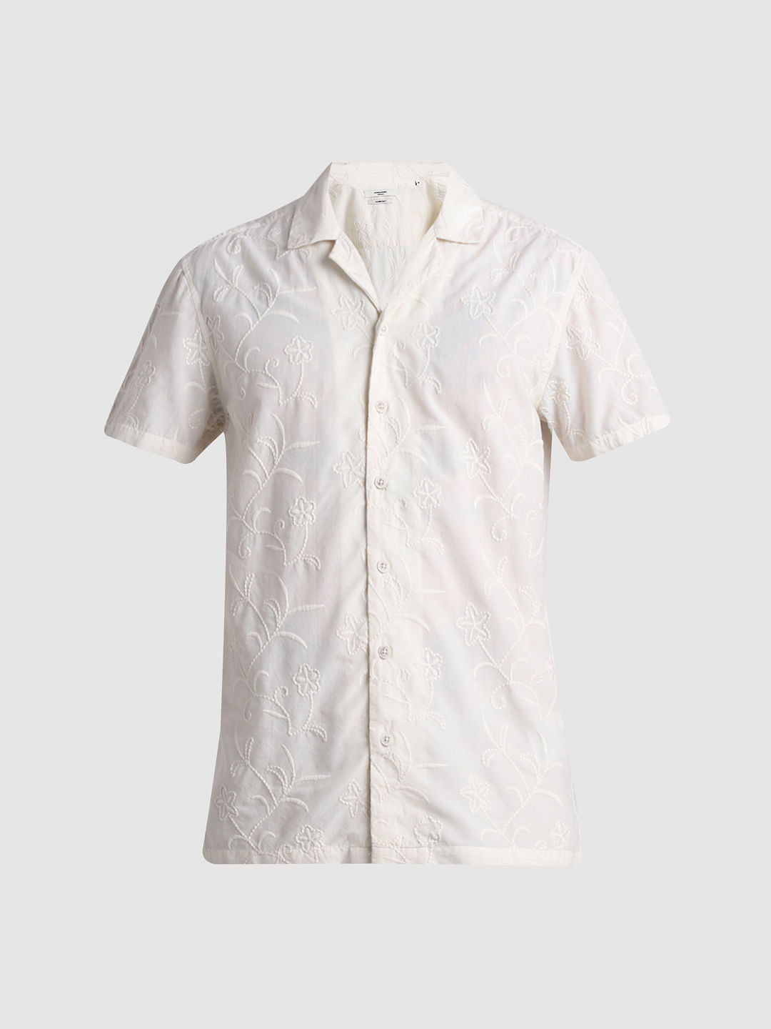 Off-White Embroidered Short Sleeves Shirt
