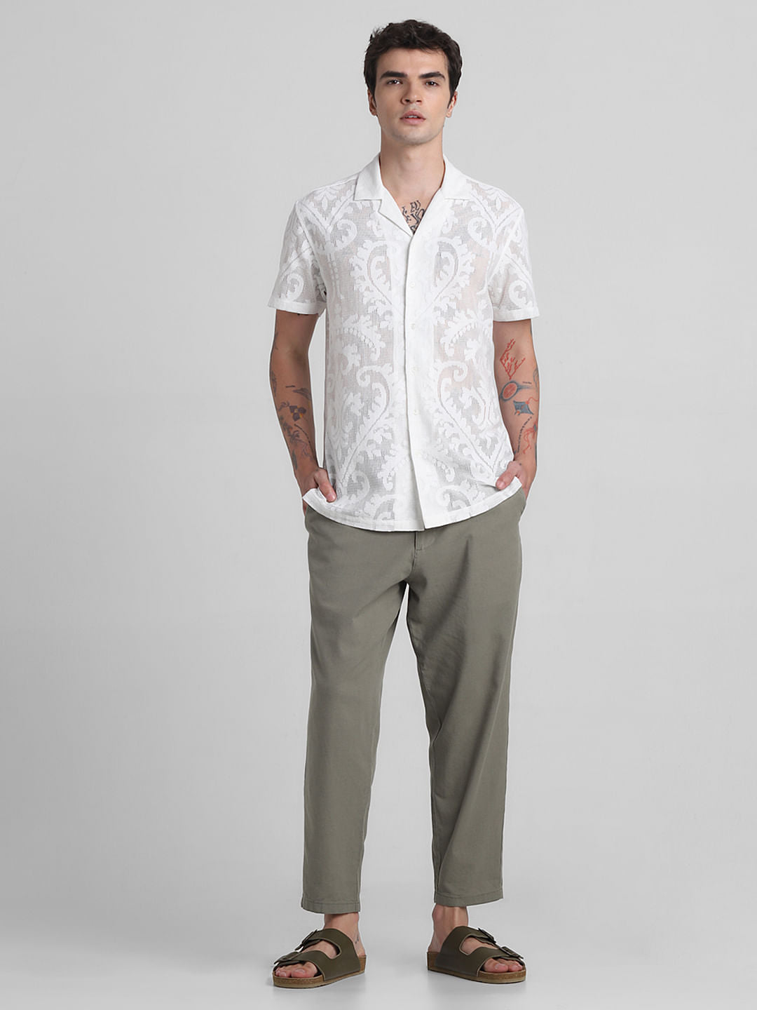 White Jacquard Sheer Shirt