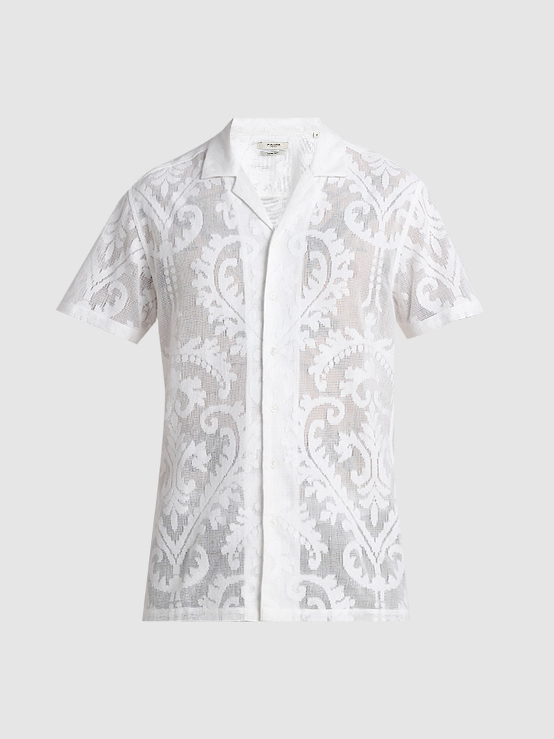White Jacquard Sheer Shirt