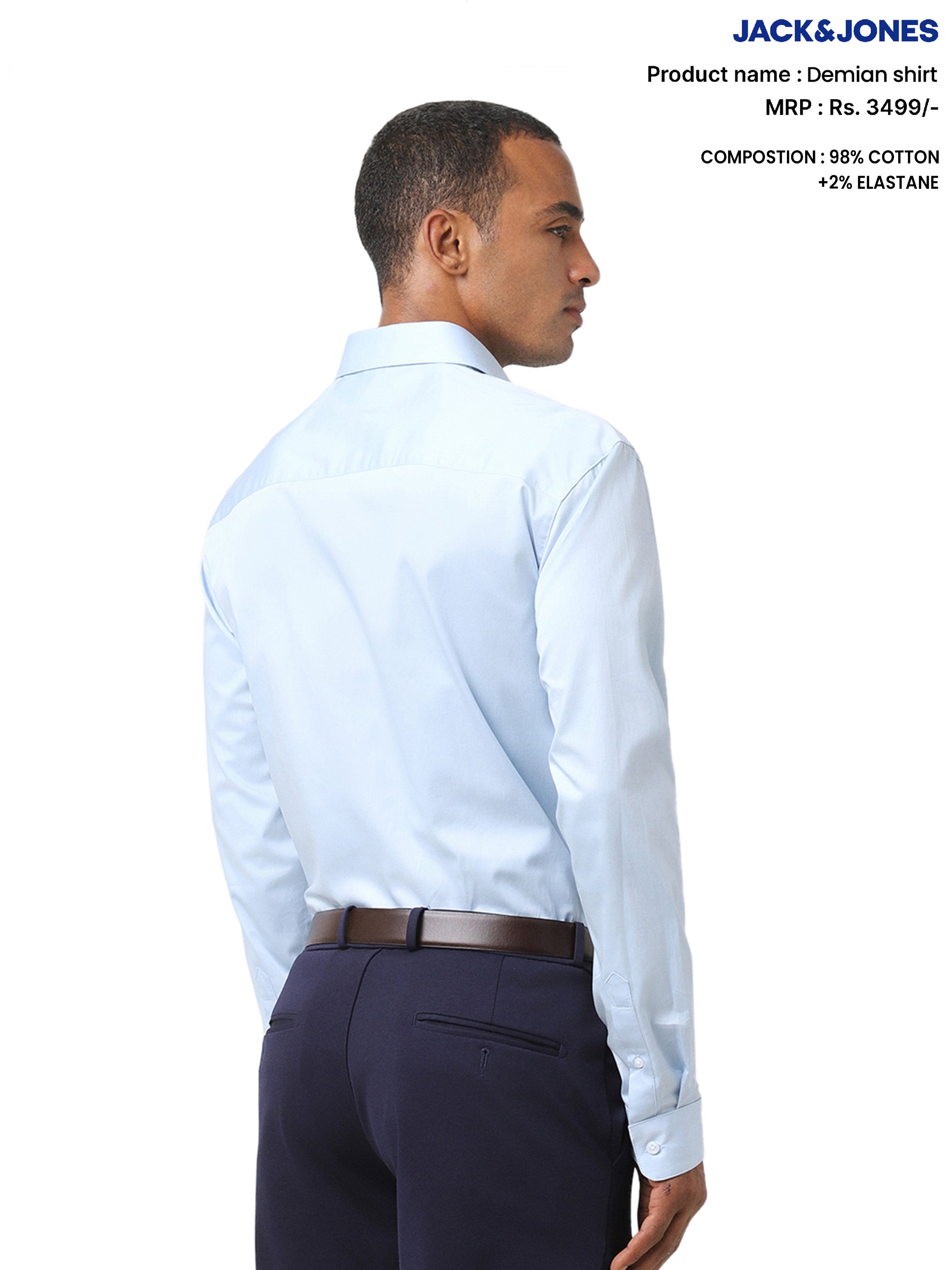 Blue Cotton-Stretch Formal Shirt