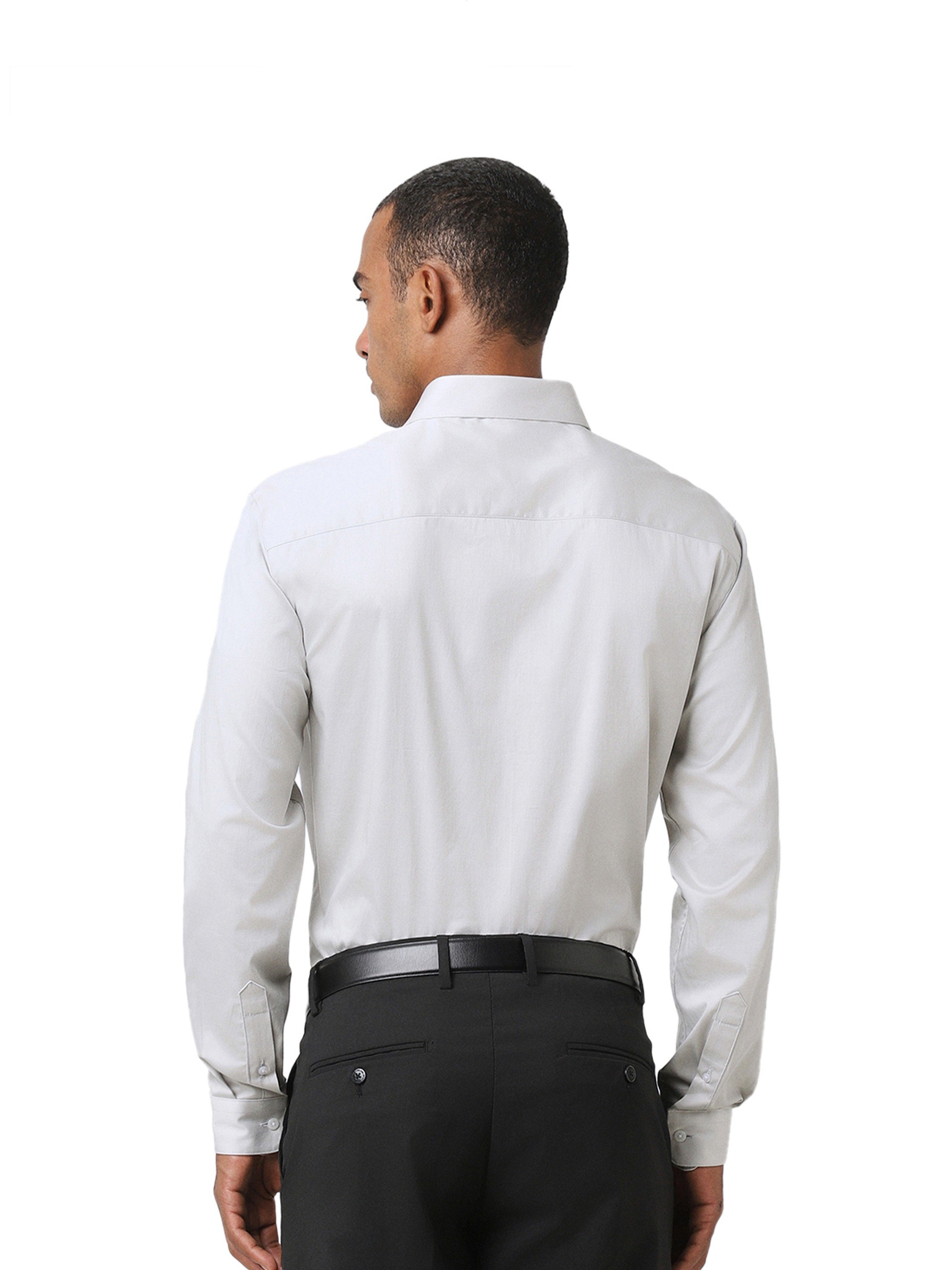 Light Grey Cotton-Stretch Formal Shirt