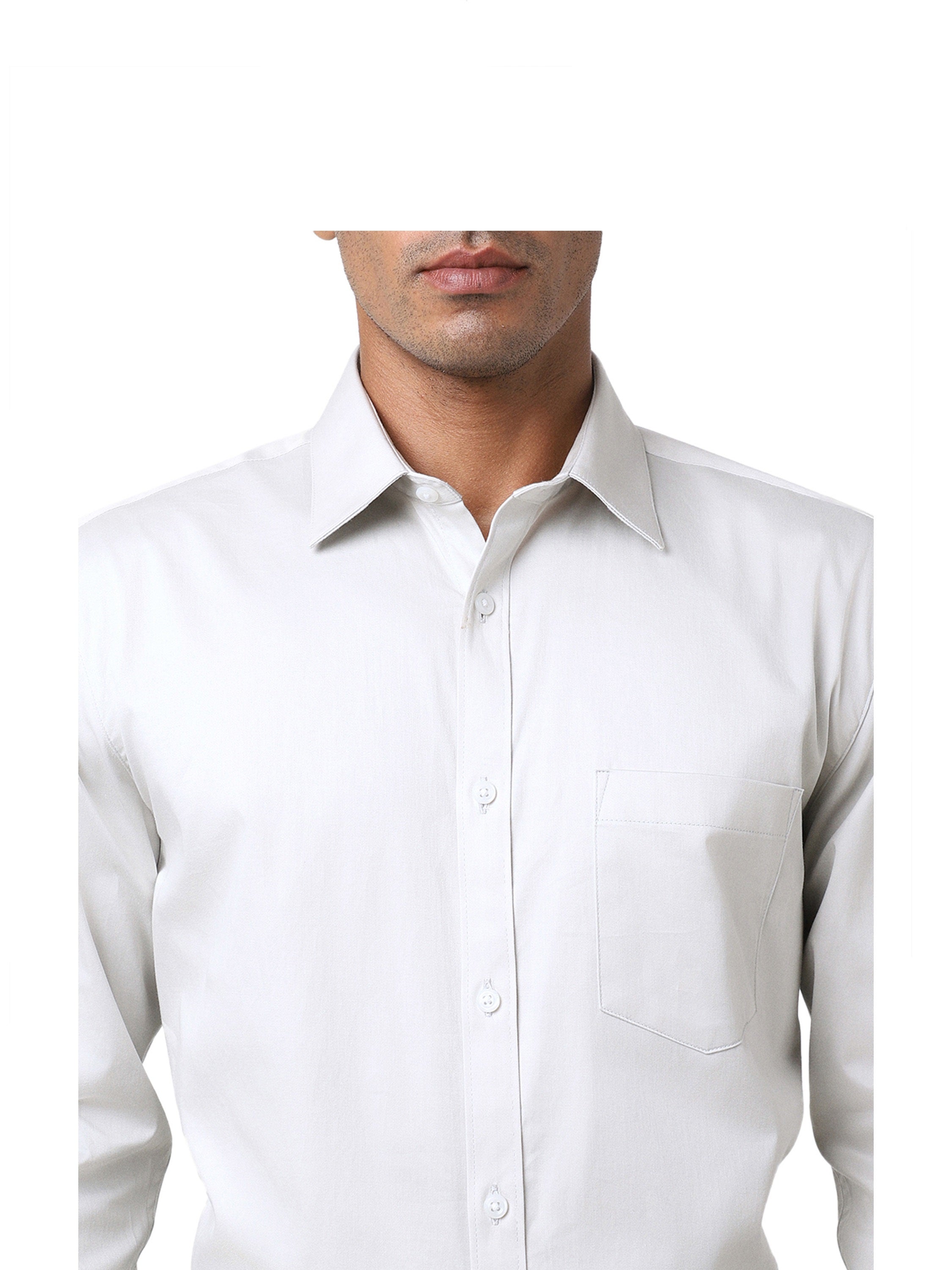Light Grey Cotton-Stretch Formal Shirt